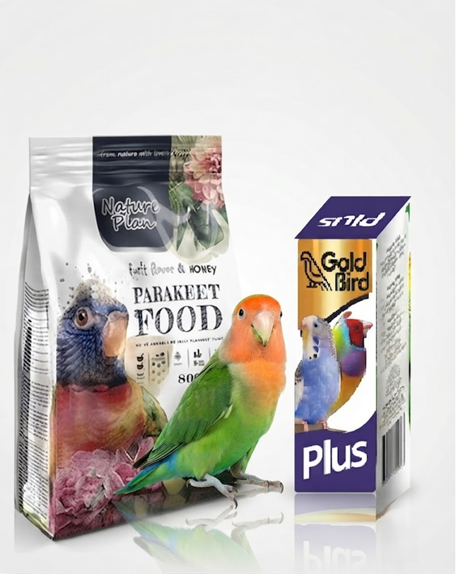 Nature Plan Parakeet Food (800 gr) & Gold Bird Plus  Multi̇vi̇tami̇n 50 Cc (50 cc) Papağan Bakım Seti 